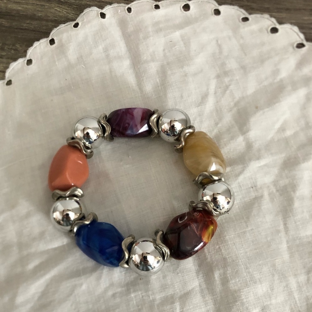 Vtg Chunky Lucite Beaded Bracelet